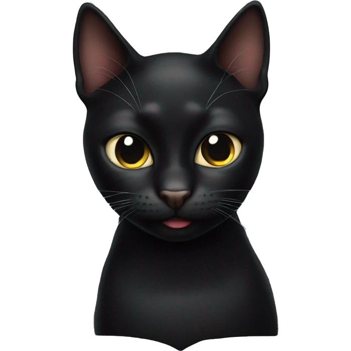A black cat with his tounge out  emoji
