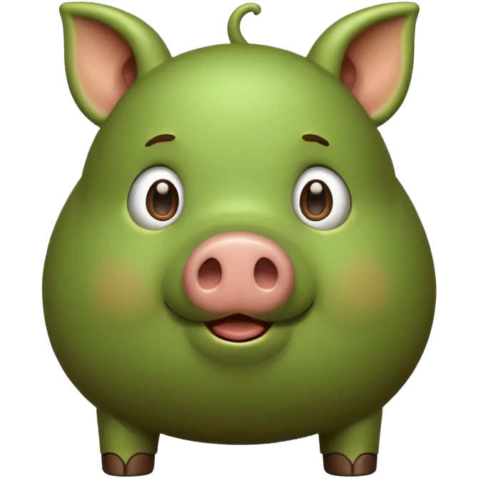 Green pig with big poop emoji