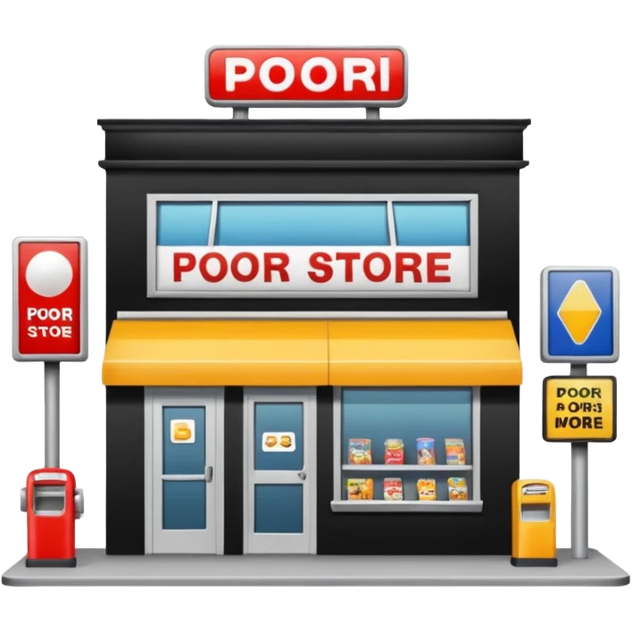 Convenience store named poor store and more emoji