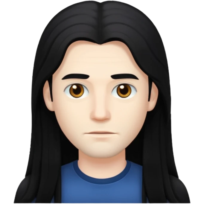 человек мужчина с бледной кожей и прической длинных волос чорных emoji