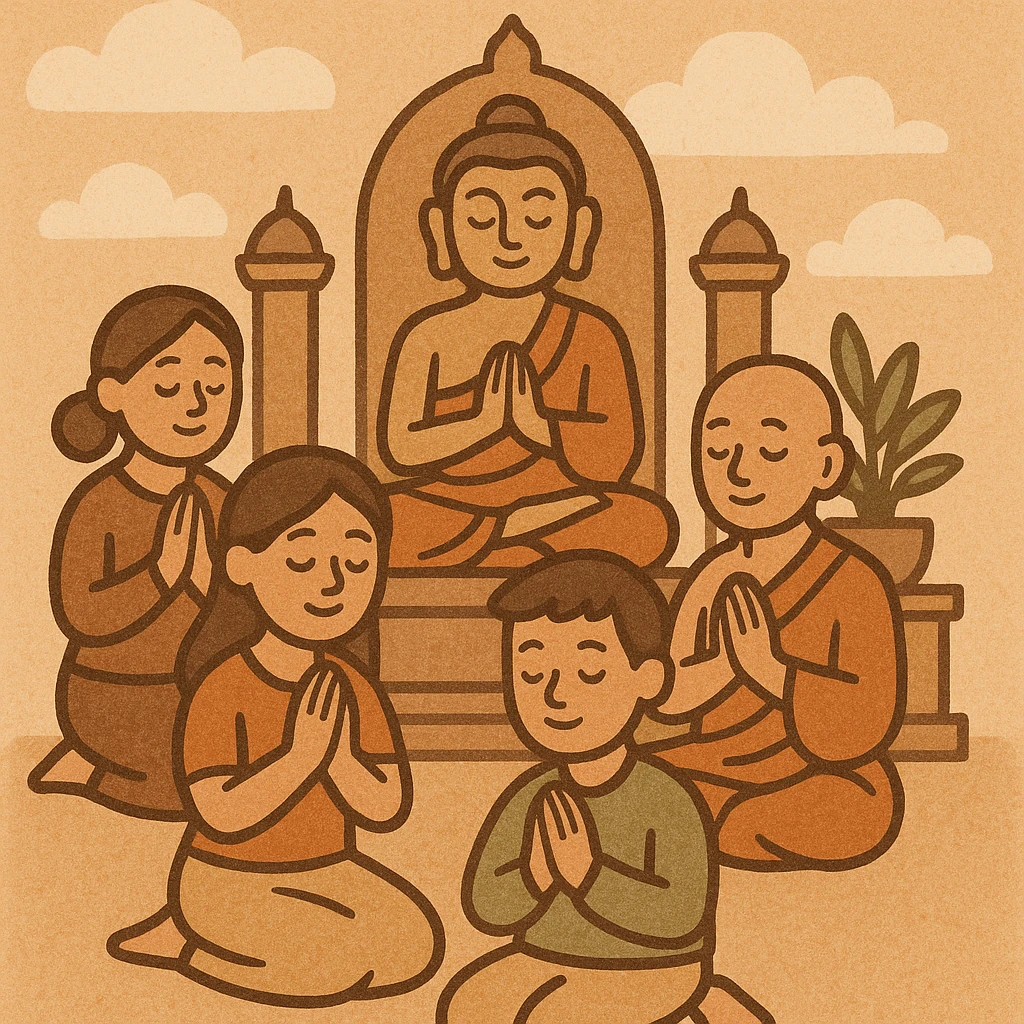 people praying in a Buddhist temple emoji