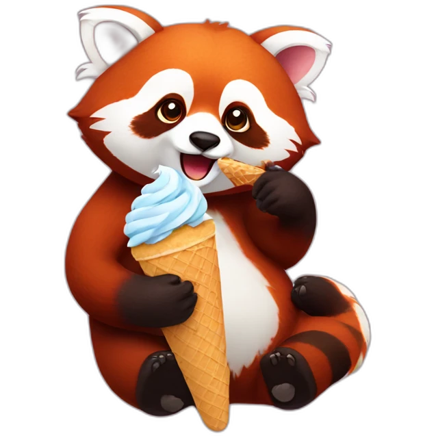 Red Panda eating ice cream emoji