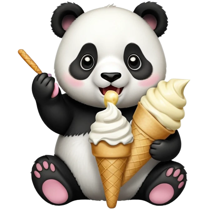 Panda eating ice cream emoji