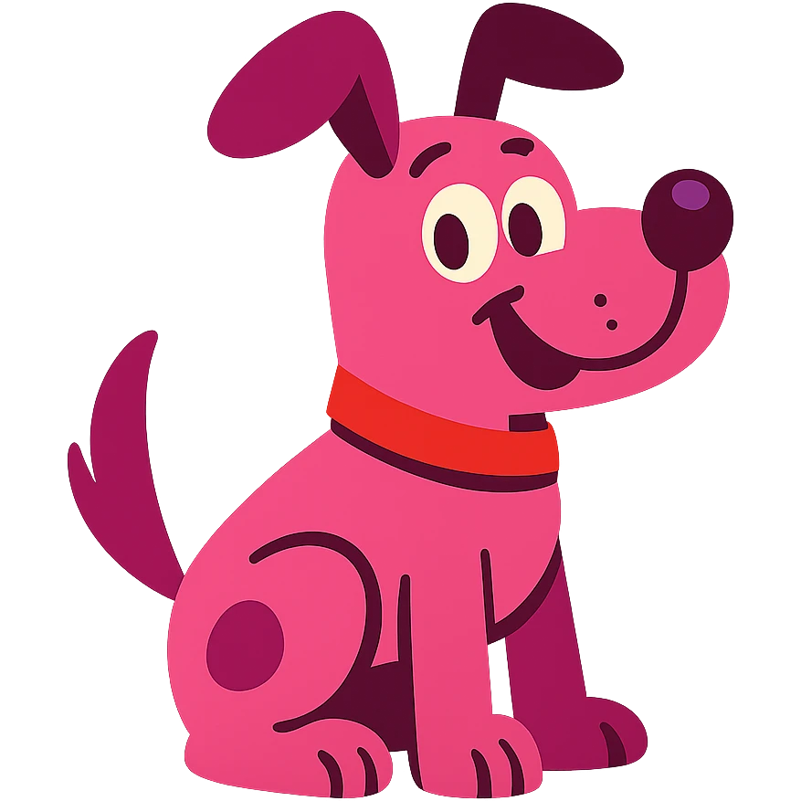 pink dog vibrant cartoon style emoji