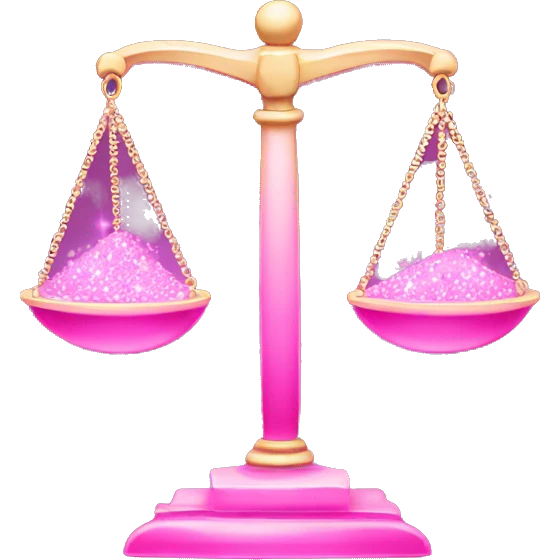 Pink balance scale with sparkles emoji