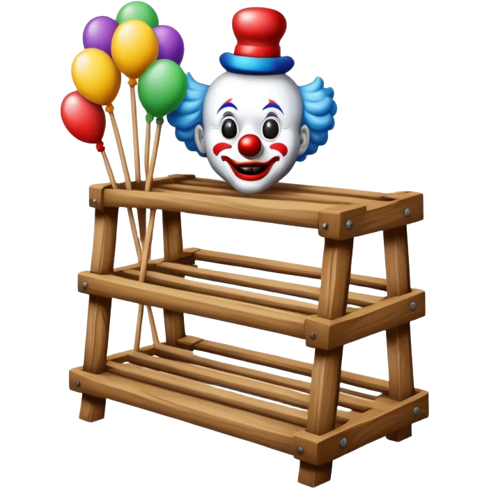 A wooden rack on which the clown's things are stored emoji