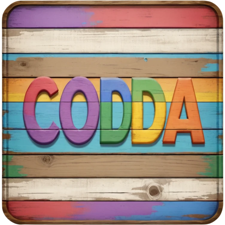 a wooden sign that says "Coda's Gay" emoji