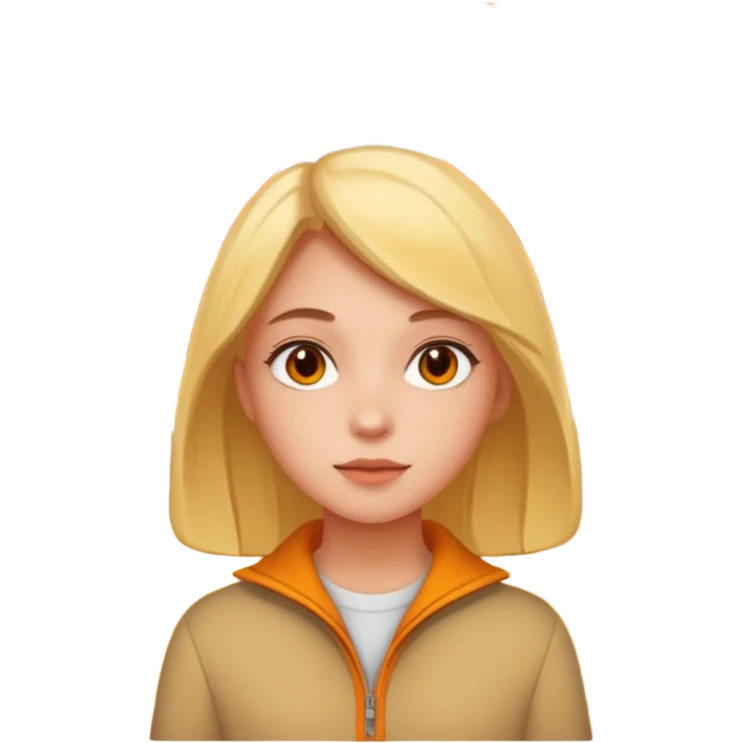 Girl in a forest in autumn with orange and yellow trees emoji
