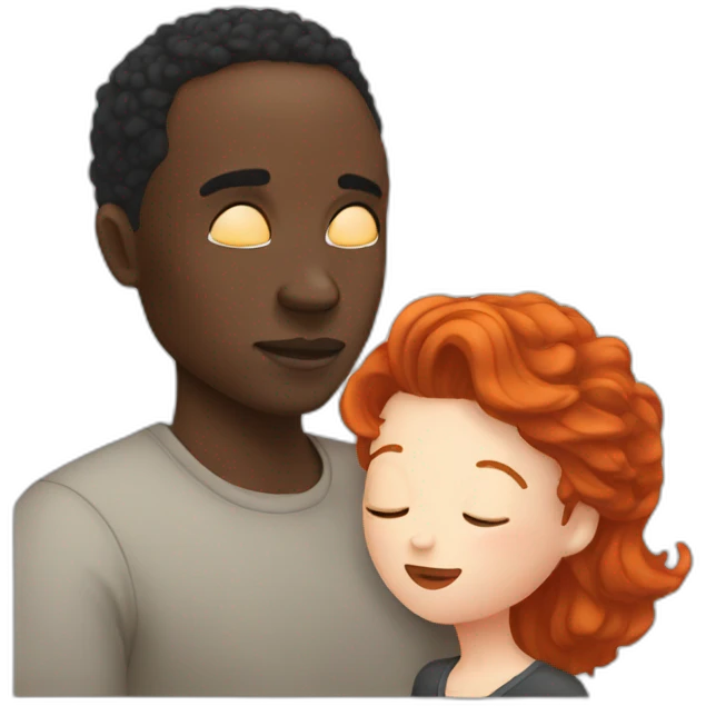 black man with blackhead and a redhead kissing emoji