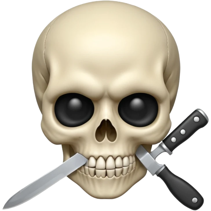 Skull(💀) with knife stucked in his head and the skull is showing 🤫 this emoji bring it 3d emoji