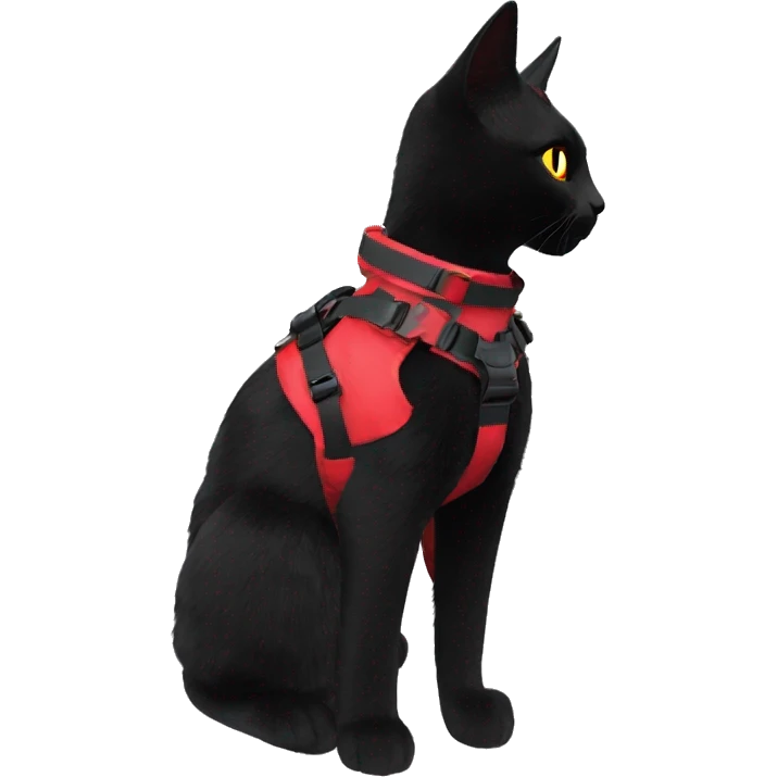 Anthro Edgy cool anthro black red cat warrior harness collar techwear emoji
