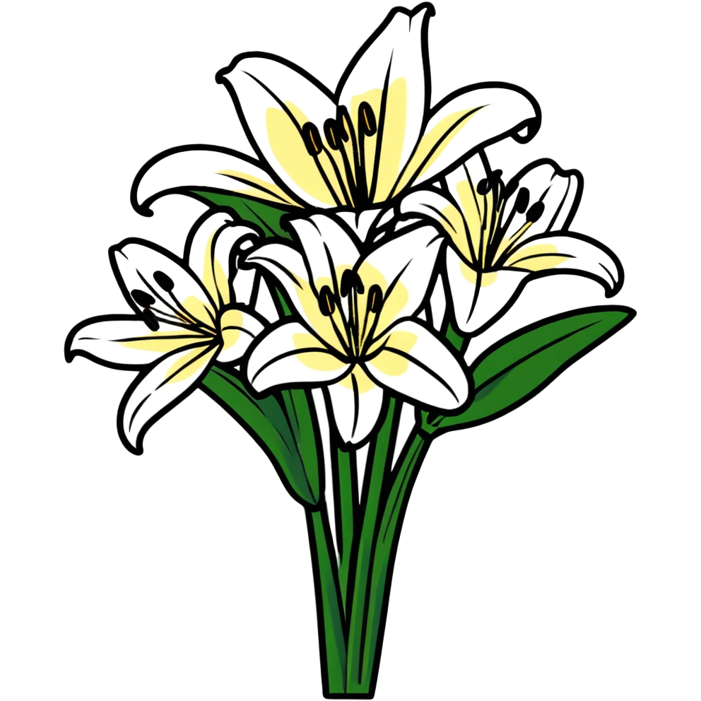 beautiful arrangement of white lily flowers in a bouquet emoji