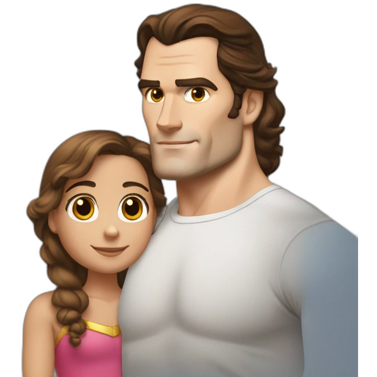 Henry Cavill qui embrasse une fille au cheveux brun emoji