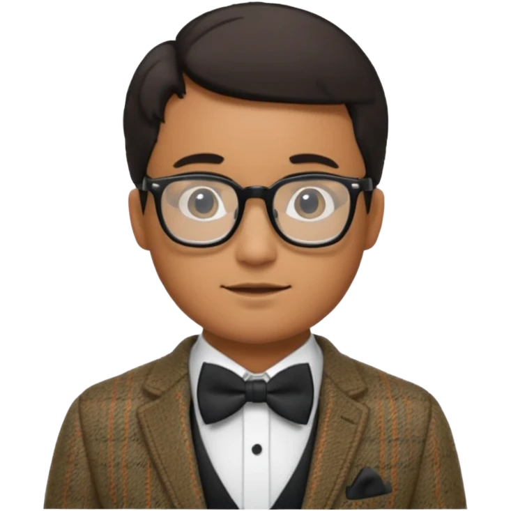 man with bowtie, jacket and glasses emoji