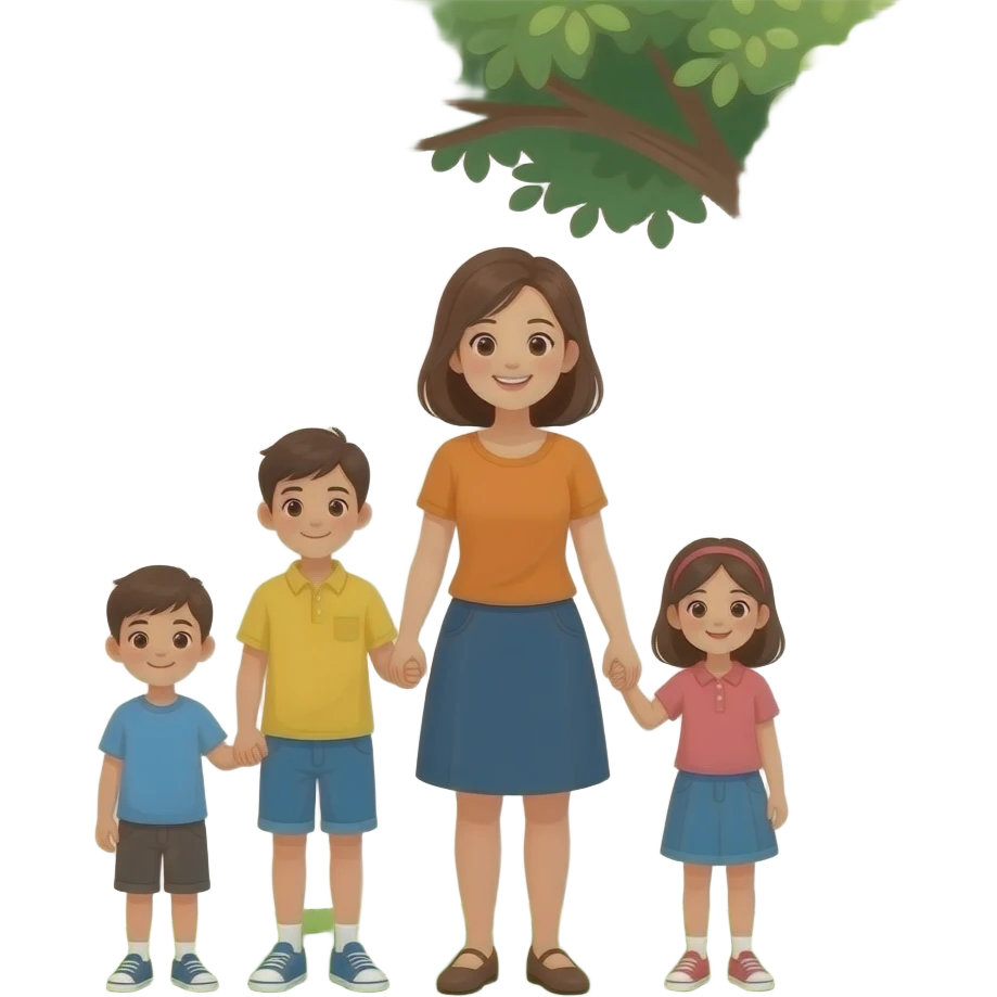 Женщина с  родом за спиной в заде род тени родня emoji