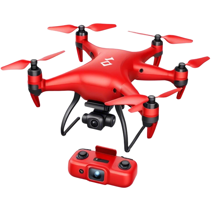 red drone with camera emoji