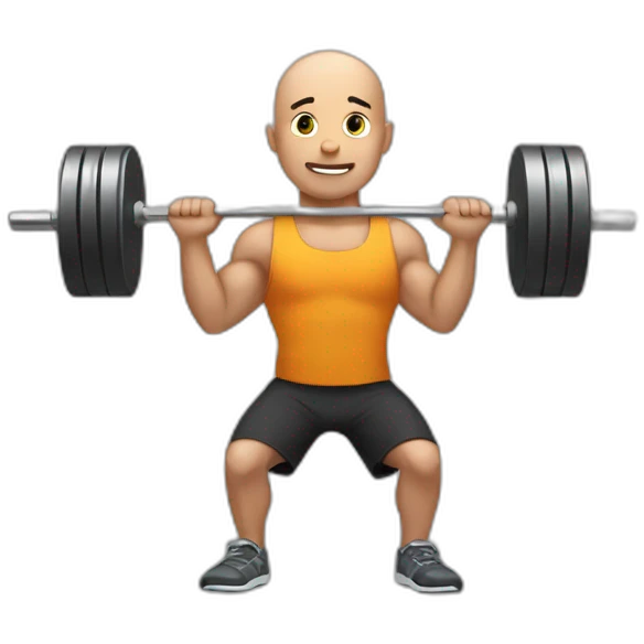 bald man lifting weights emoji