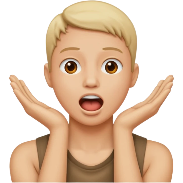 Person with hands around neck with young out emoji