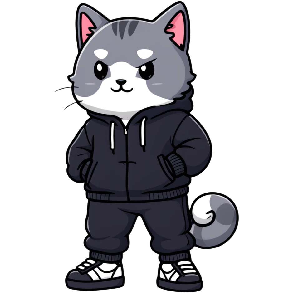 Cat wearing balenciaga tracksuit emoji