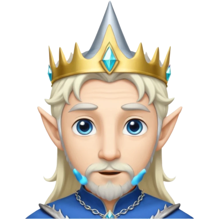 elf prince with pointy ears, white skin, silverblond hair, blue eyes, Chin beard emoji