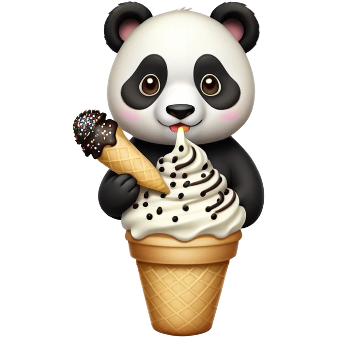 Panda eating ice cream emoji