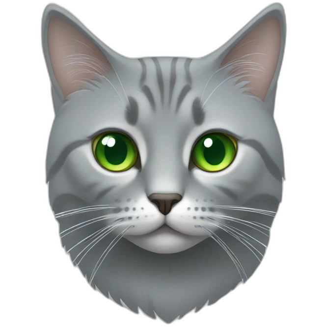 Un chat gris engora aux yeux vert emoji