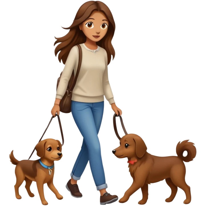 A beautiful girl walking her dog emoji