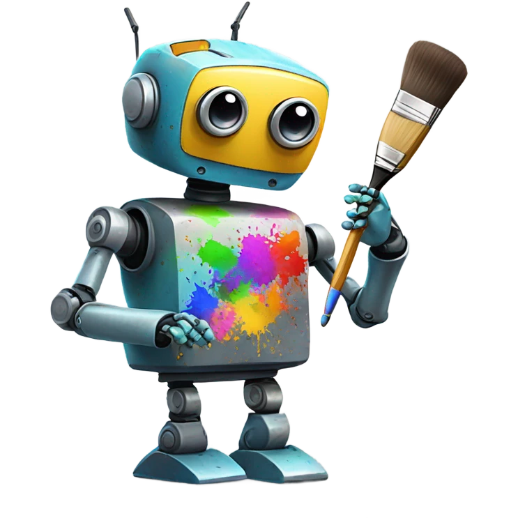 cute robot who paints emoji