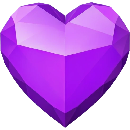 Polygonal purple heart, flat, heart with corners emoji