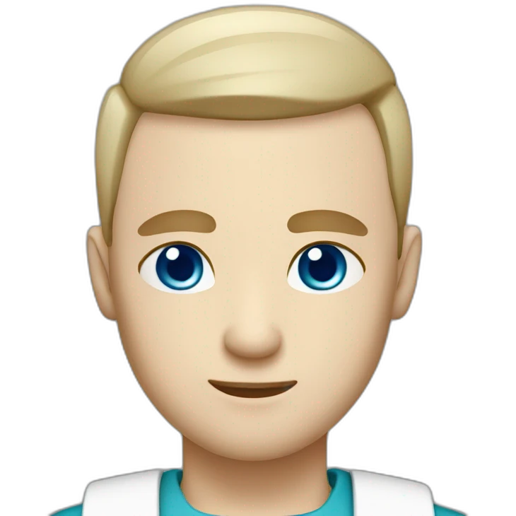 Medic man with no hair, pale skin, blue eyes and stubble emoji