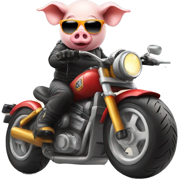 Pig on motorbike, wearing sunglasses and a helmet emoji