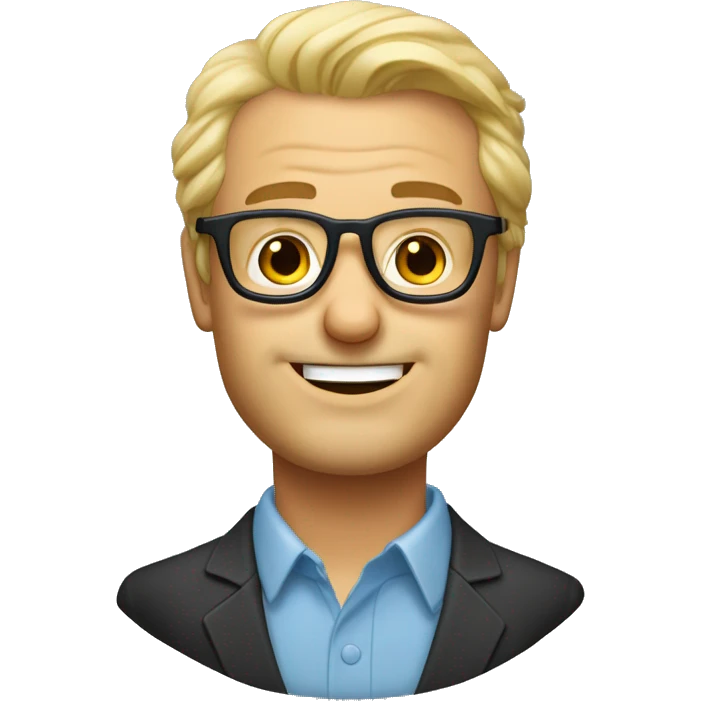 Un homme blond avec des lunettes promènent son berger australien  emoji