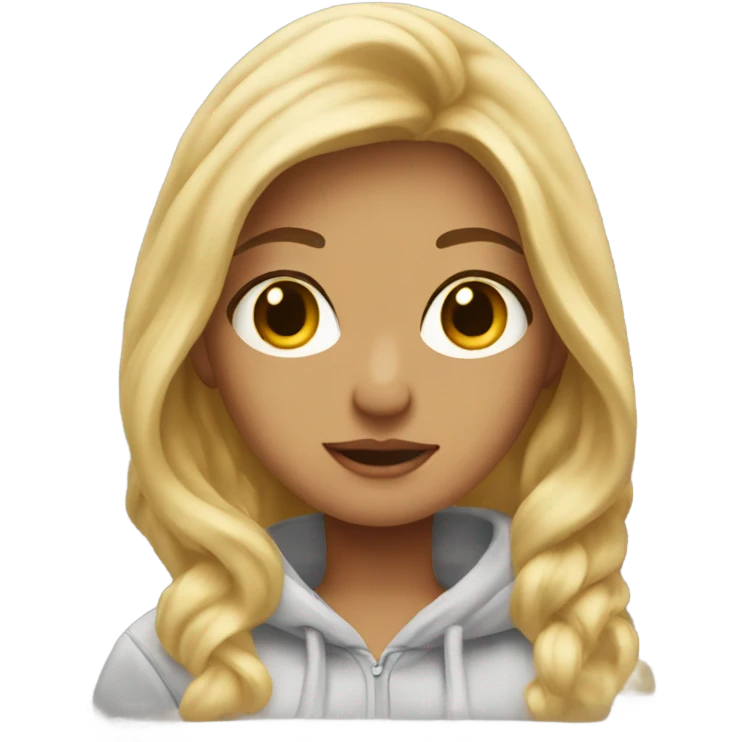Blonde waves hair with hazel eyes in a hoodie emoji