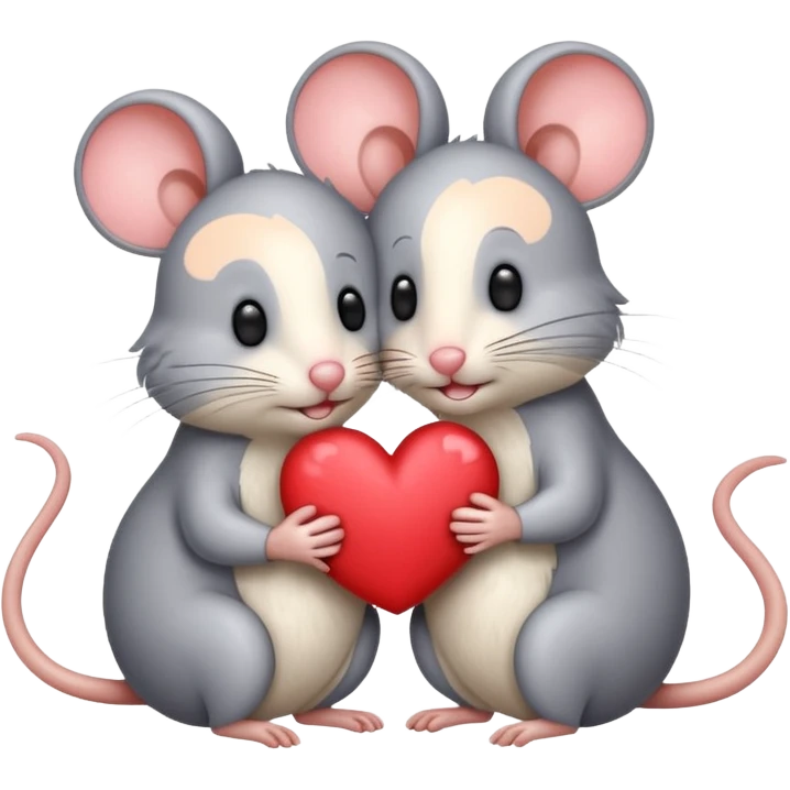three mice hugging eachother with hearts emoji