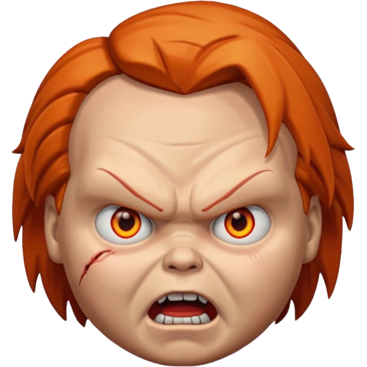 la tete de chucky avec les yeux orange enerve emoji
