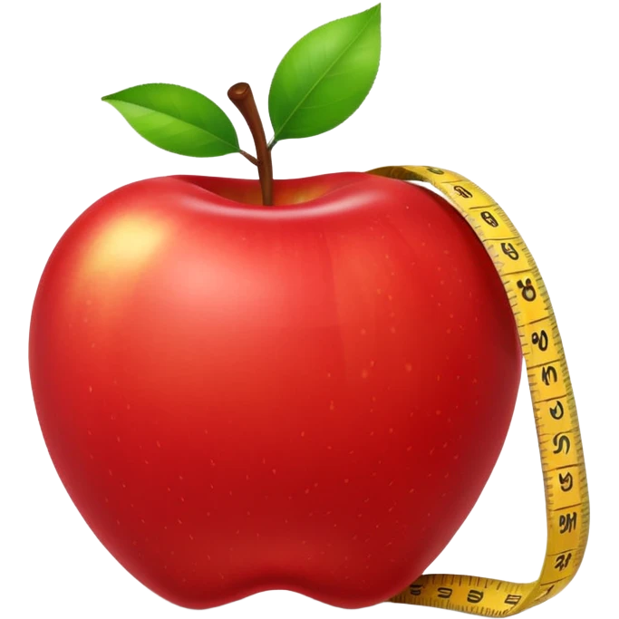apple with a measuring tape emoji