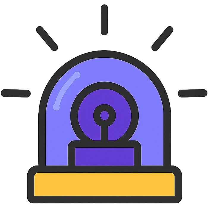 a rotating emergency beacon, violet blue, minimal style, modern icon style emoji