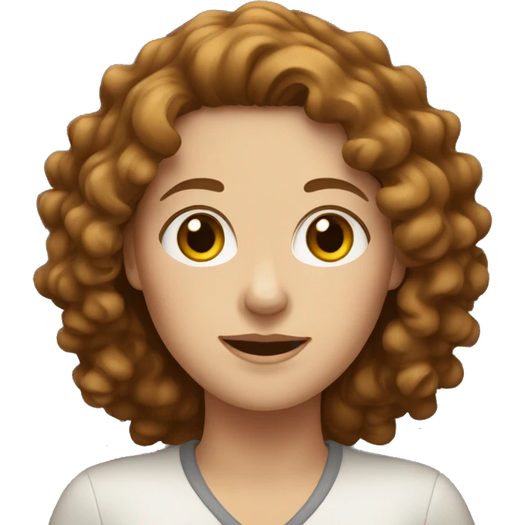 White woman with brown curly hair emoji