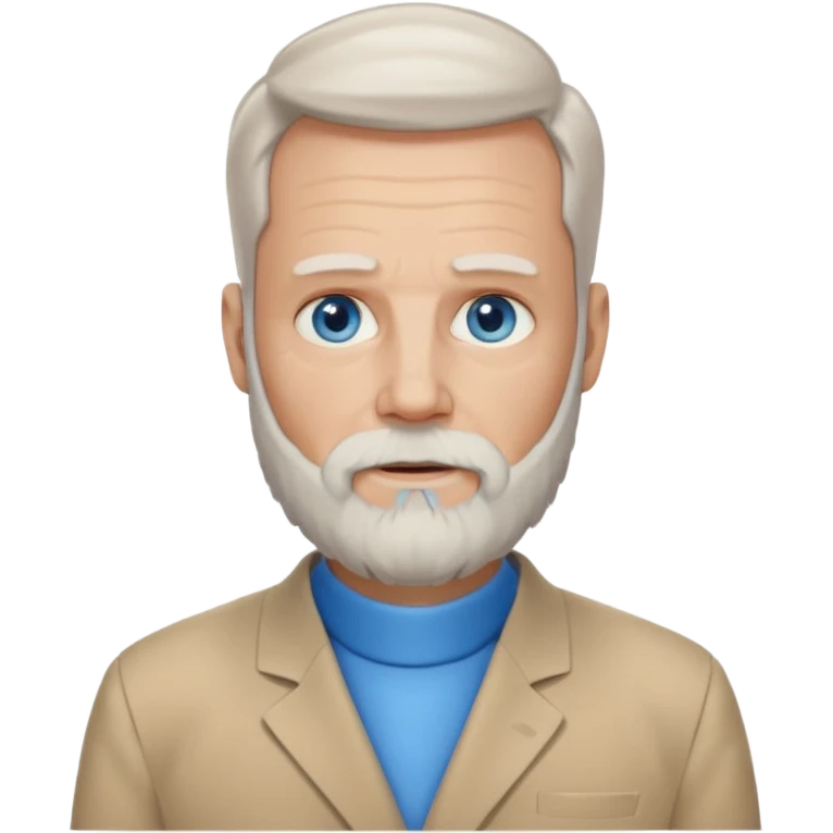 Older man with a full beard, a hard neck brace, and blue eyes. emoji