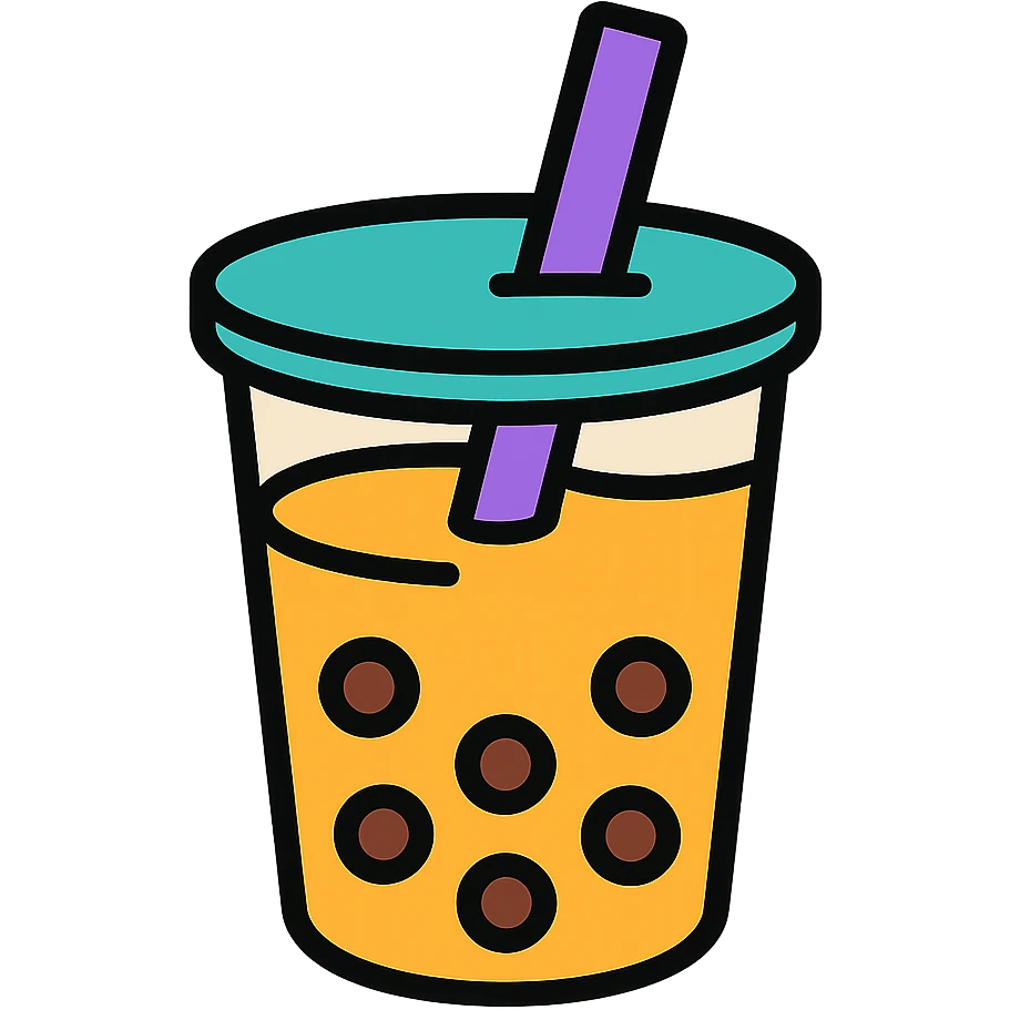 boba luba with purple straw, colorful icon style emoji