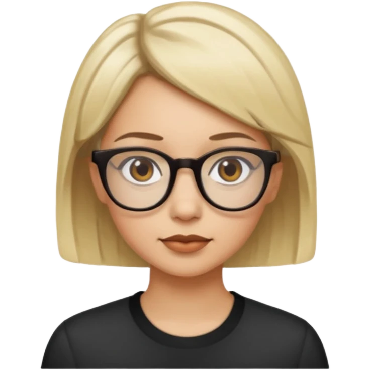 женщина с очень короткими светлыми волосами и темными корнями в очках и карими глазами и светлой кожей emoji