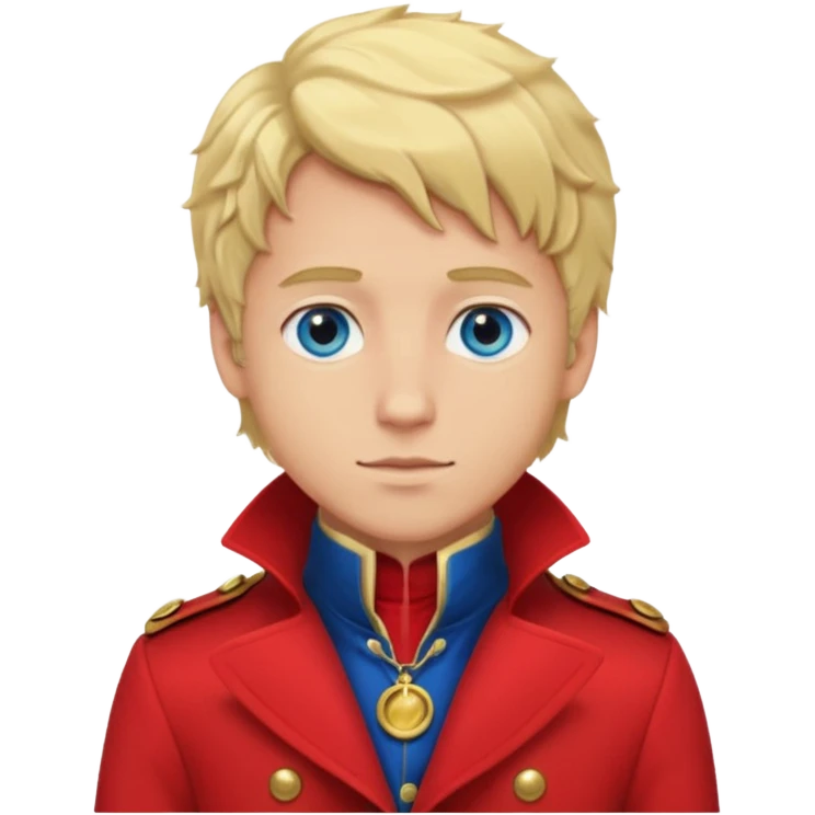 Enjolras From Les Miserables with light skin, blue eyes, Blonde Hair, red outfit emoji