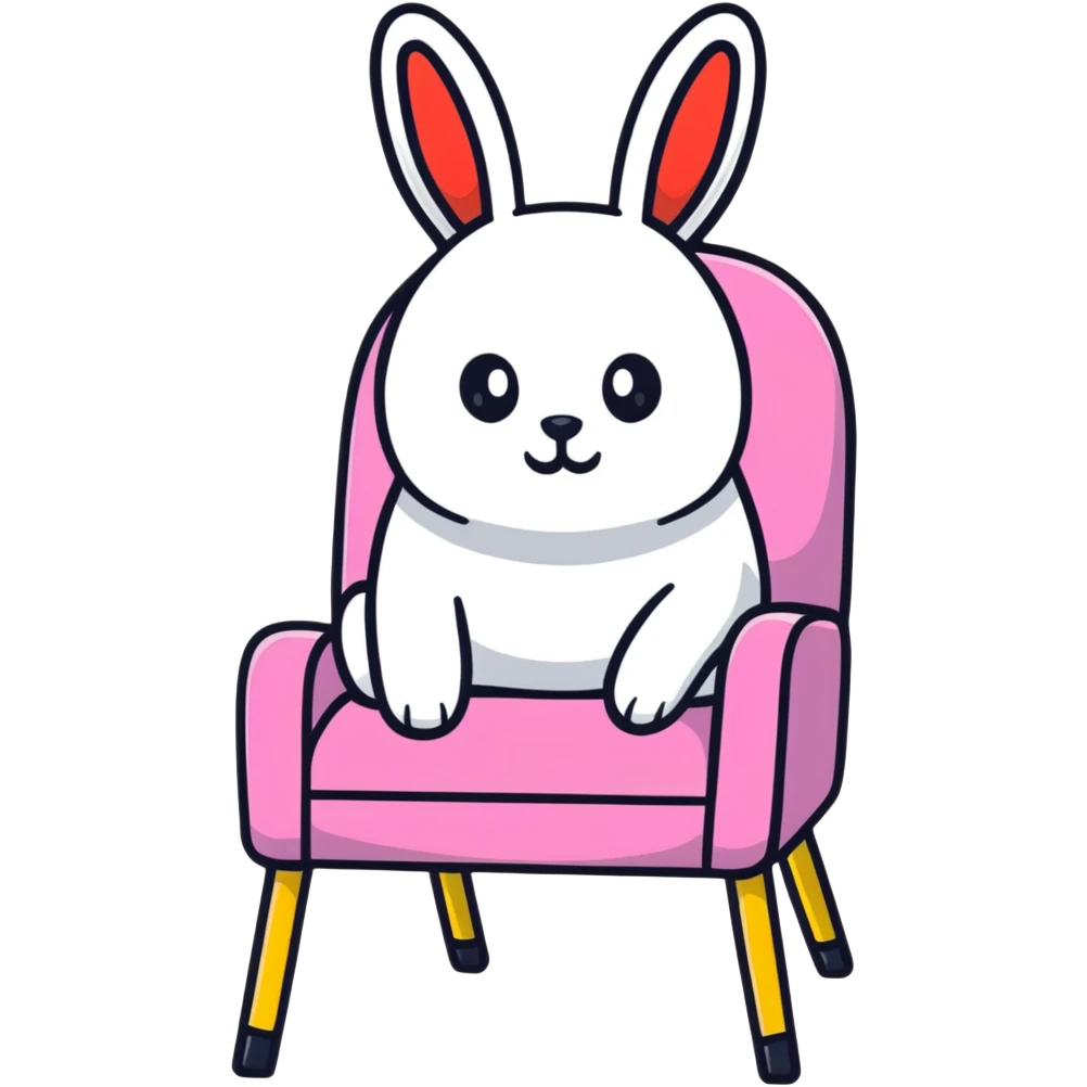 sticker style chair with DTMF buttons, reggaeton album cover, Bad Bunny inspired emoji