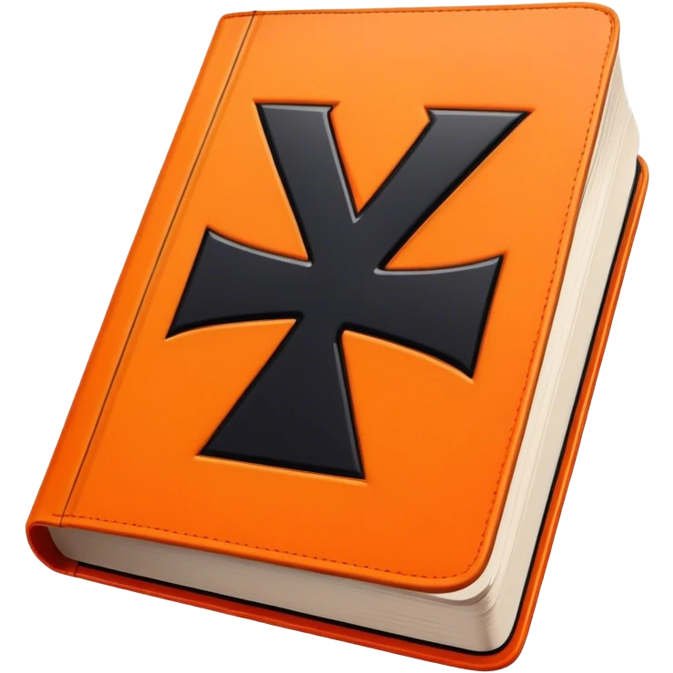A bright orange book with a black, bold X with an edgy texture, exuding energy and pure, unapologetic confidence..orange halo aura.. unstoppable emoji