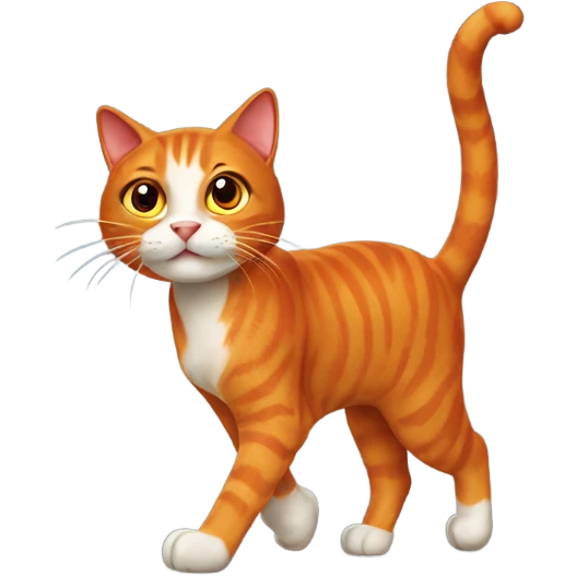 Red cat walking  emoji
