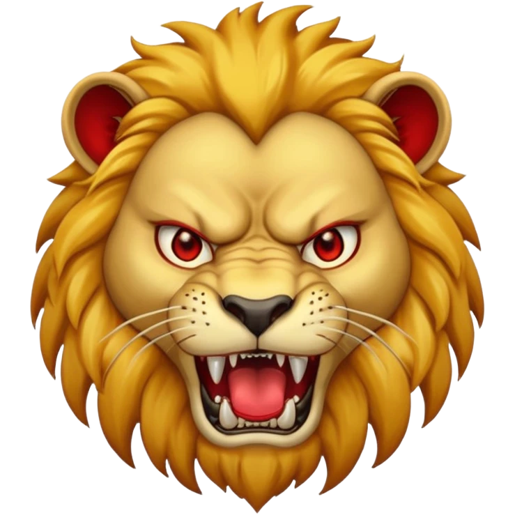 Angry lion with red eyes and dangerous teeth emoji