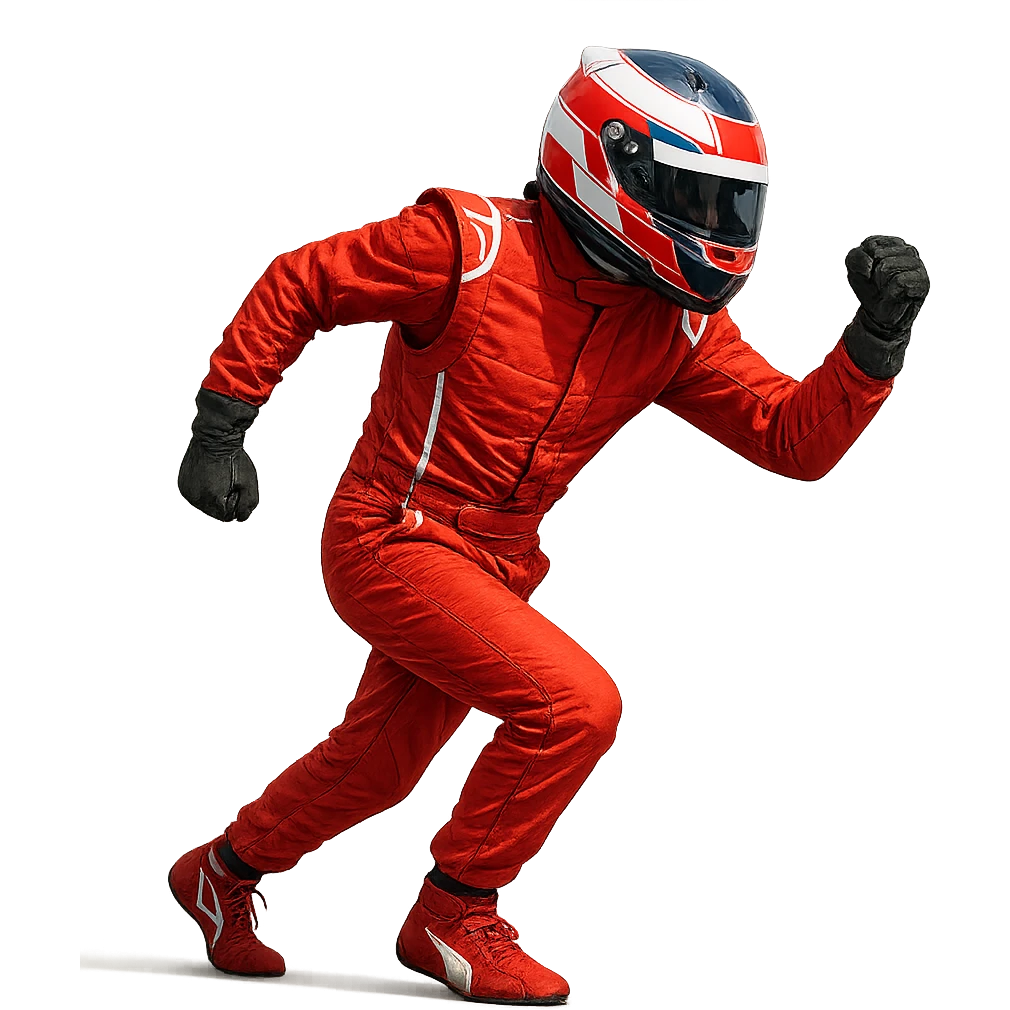 Formula 1 driver in racing suit and helmet, detailed, dynamic pose emoji