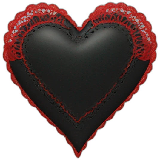 black leather heart with red lace overlay emoji