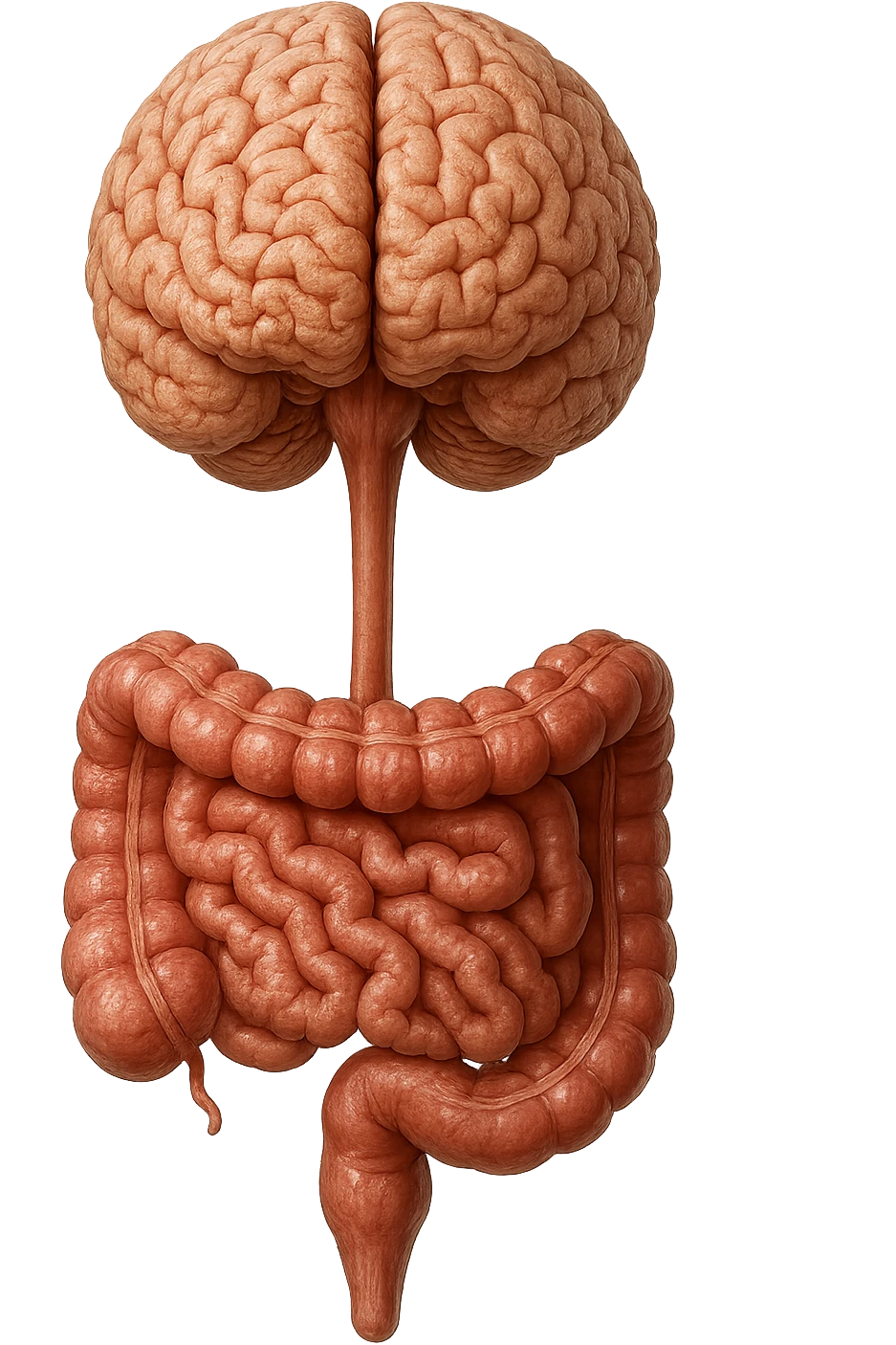 intestino e cervello sono collegati verticalmente, iperrealistico 4k emoji