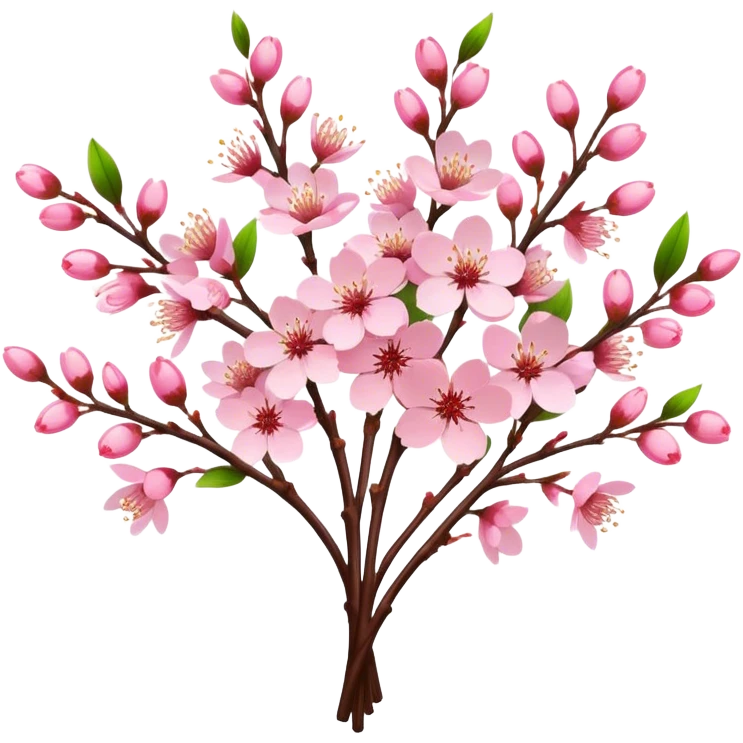 big bouquet Cherry Blossom, luxuriant, stem, leaf, bright emoji
